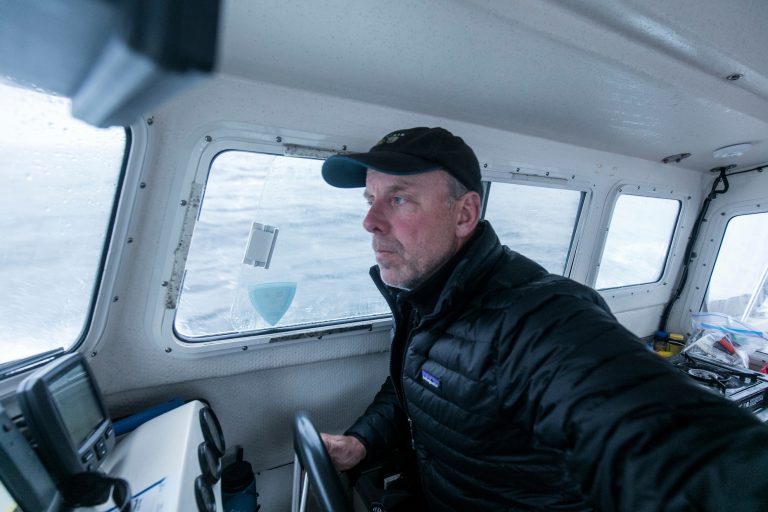 Exhausted Boat Captain on Hudson Bay, Manitoba, Canada CDory